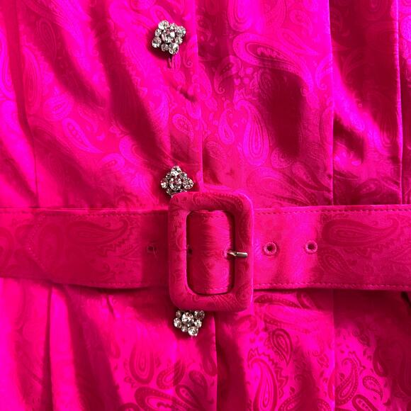 Vtg Silk ADRIANNA PAPEL Dress Plus 16 80s Glam Paisley Rhinestone Puff‎ Sleeve - Picture 10 of 13